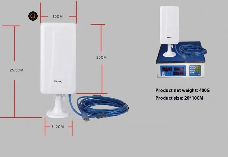 White USB wireless network card with integrated antenna for computer Wi-Fi connectivity
