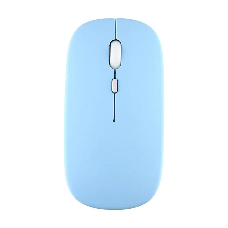 Candy wireless Bluetooth mouse in pink, ergonomic shape, 1200dpi, silent buttons, on a white desk