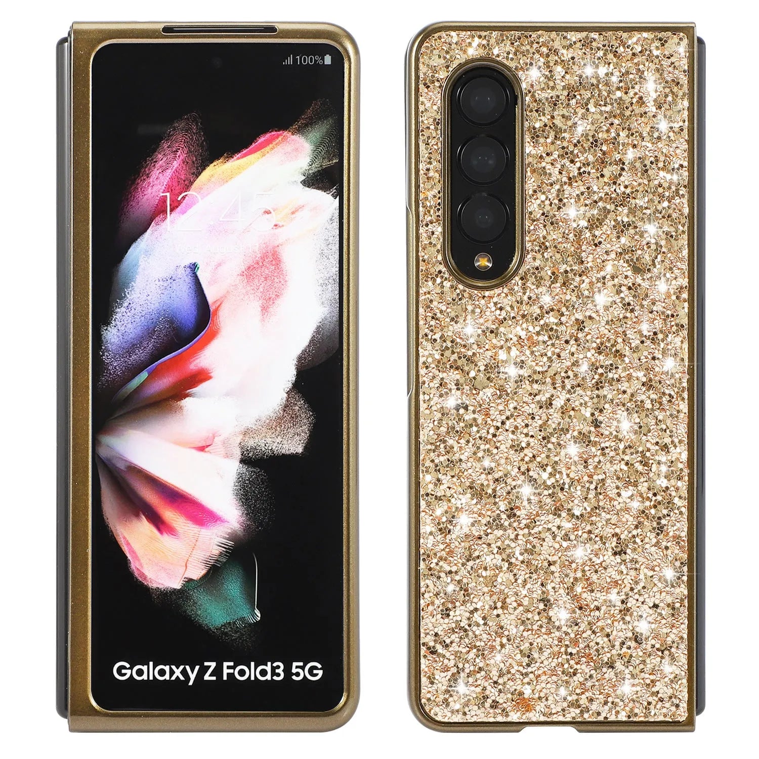 Electroplated shimmering powder sequins folding hard shell phone case for Samsung, multiple colour options, PC material