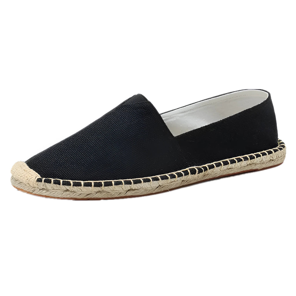Canvas slip-on fisherman shoes for men with elastic band, flat heel, and round toe in summer colours