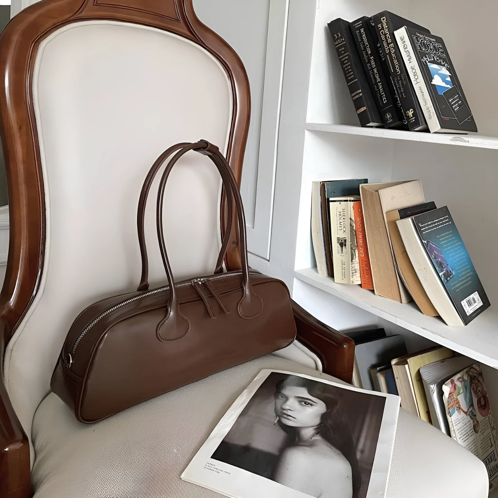 Women's genuine first layer cowhide oval single-shoulder bag 41cm European American retro style