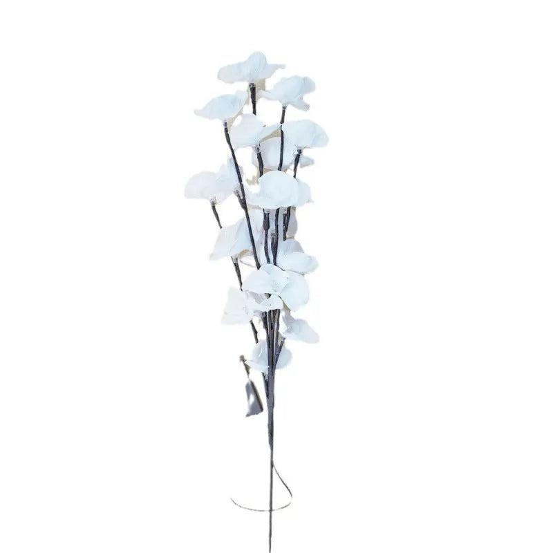 Pink phalaenopsis orchid branch LED light with fabric shade on a wooden surface, measuring 65cm long.