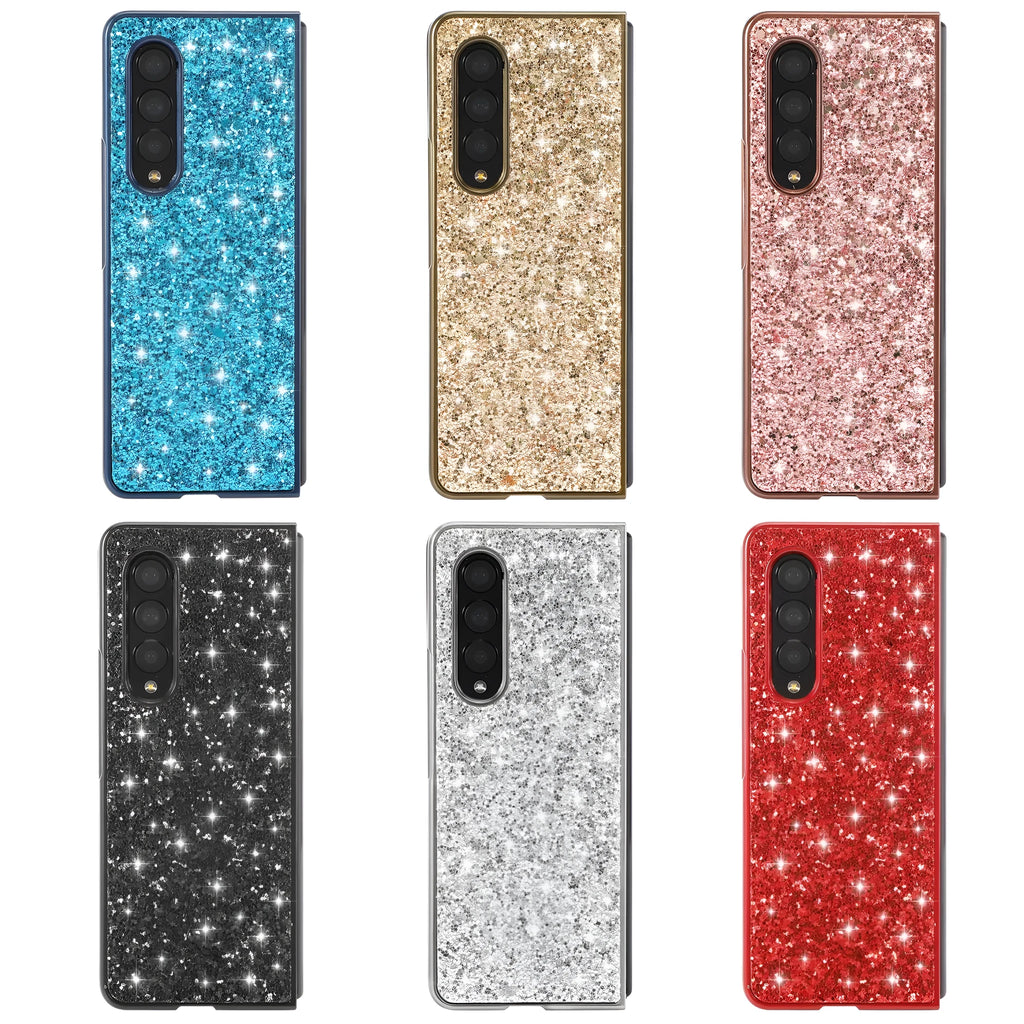 Electroplated shimmering powder sequins folding hard shell phone case for Samsung, multiple colour options, PC material