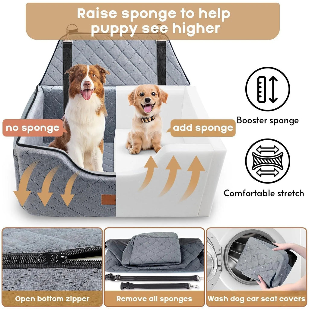 Breathable cloth pet car nest for dogs in rear row, size 70x50x30cm, gray colour