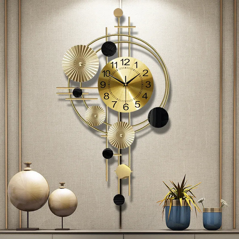 Gold iron mute wall clock small size A2616 for home decoration
