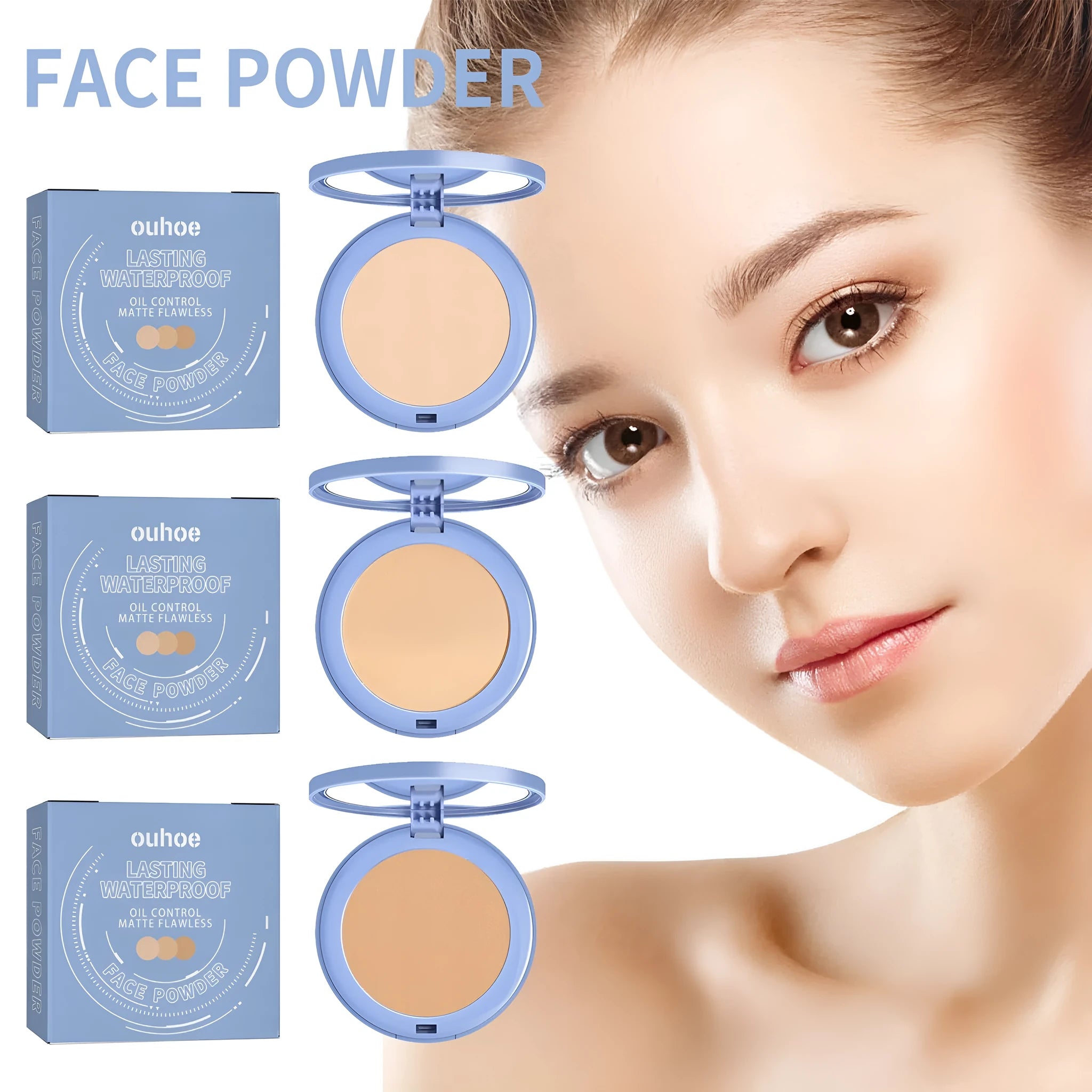 8g loose finishing powder compact in natural beige, pure beige and classic ivory colours