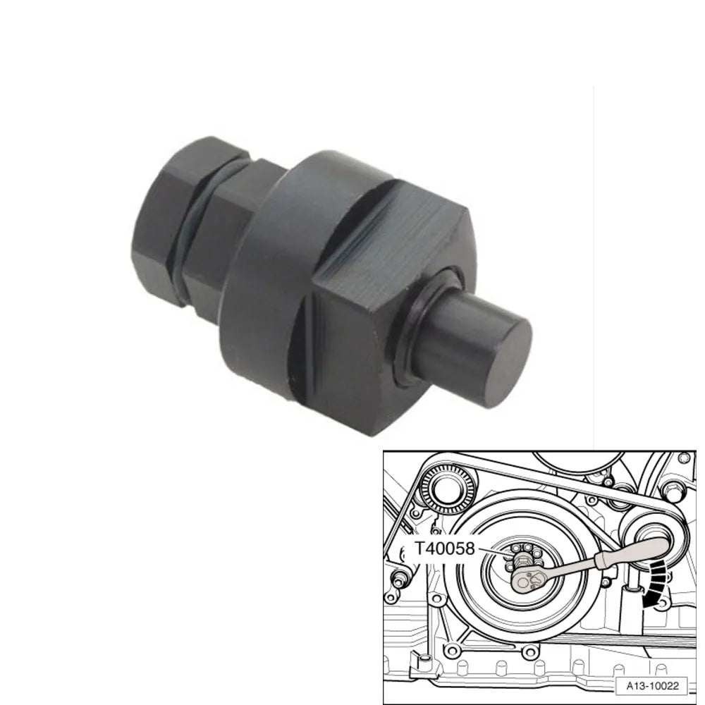 Aodi T40058 crankshaft rotating sleeve automotive timing tool with adapter guide pin.