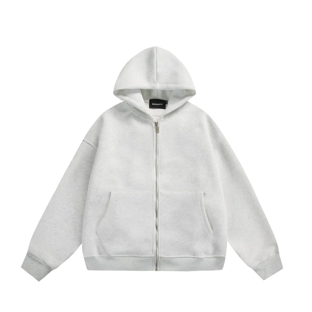 Solid colour loose fit cardigan coat with a small bag design detail on the back.