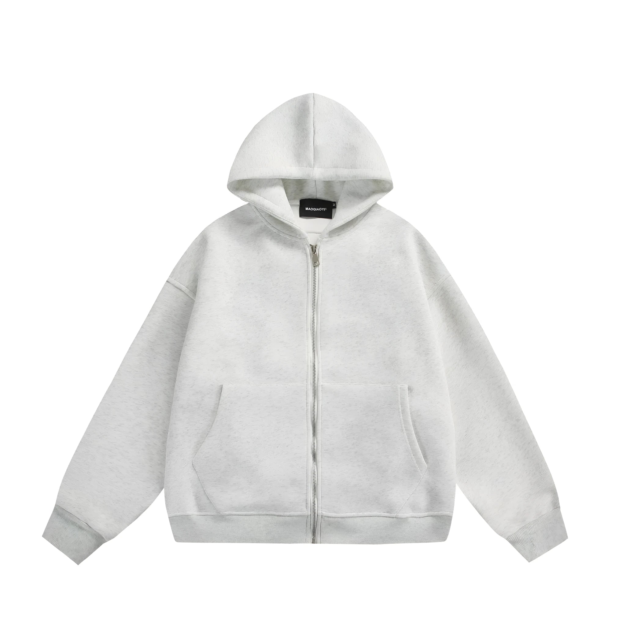 Solid colour loose fit cardigan coat with a small bag design detail on the back.