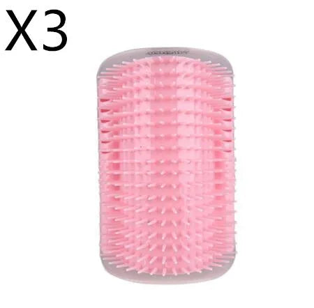 Cat self-grooming brush with mint pad, blue colour, 9x13cm size, on light background
