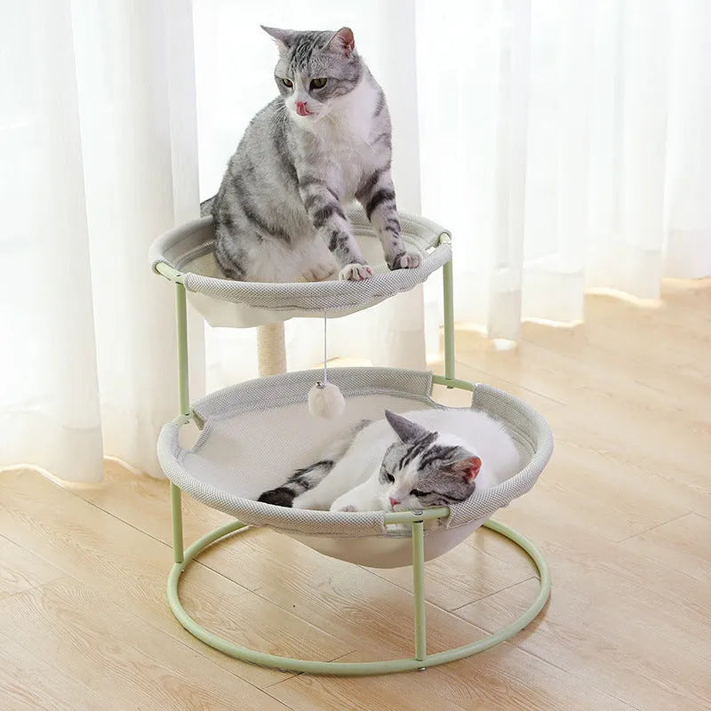 Pet hammock cat bed 45x45x40cm in beige winter model for indoor use