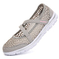 Women's mesh lace-up casual flat shoes in beige colour showing round toe and flat heel design