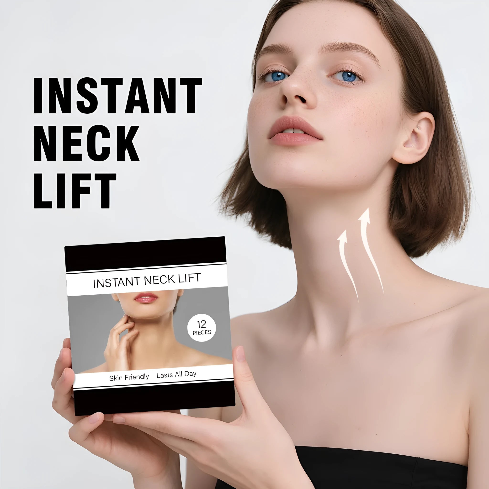 Pack of 12 invisible breathable physical lifting neck paste patches for temporary neck support