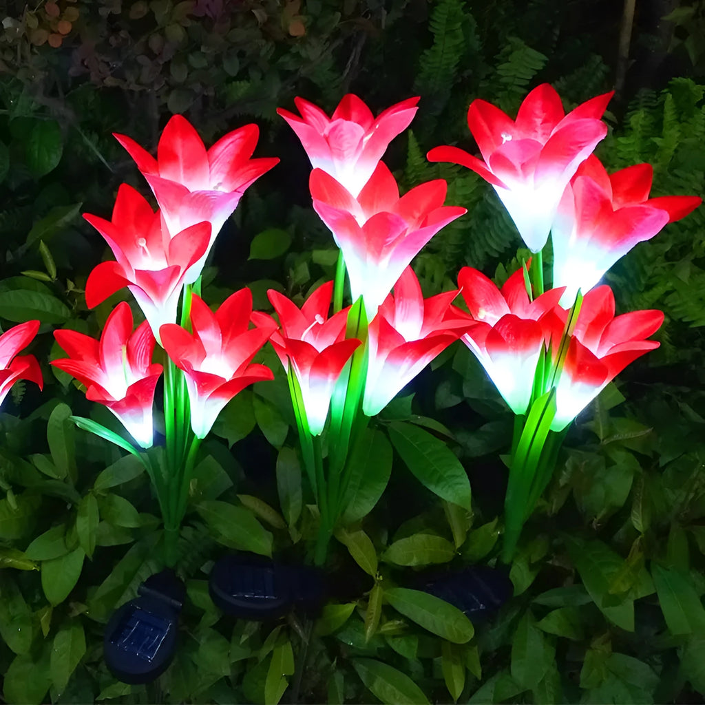 Solar-powered floral garden lantern with flower shape design, 850mm size, for outdoor courtyard and villa lighting
