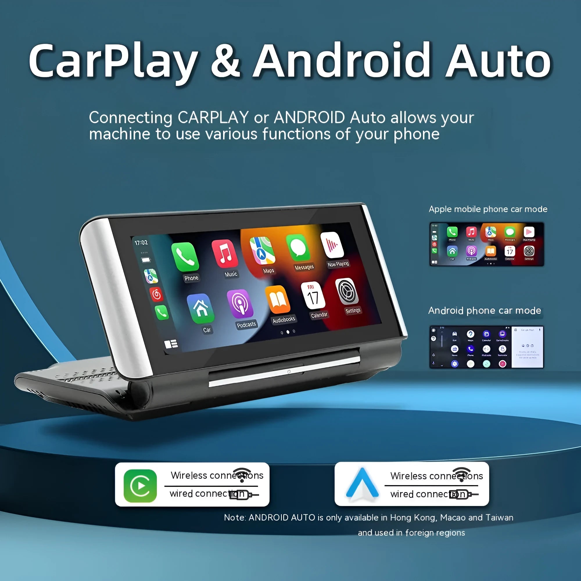 6.86 inch black vehicle MP5 player with screen showing CarPlay interface