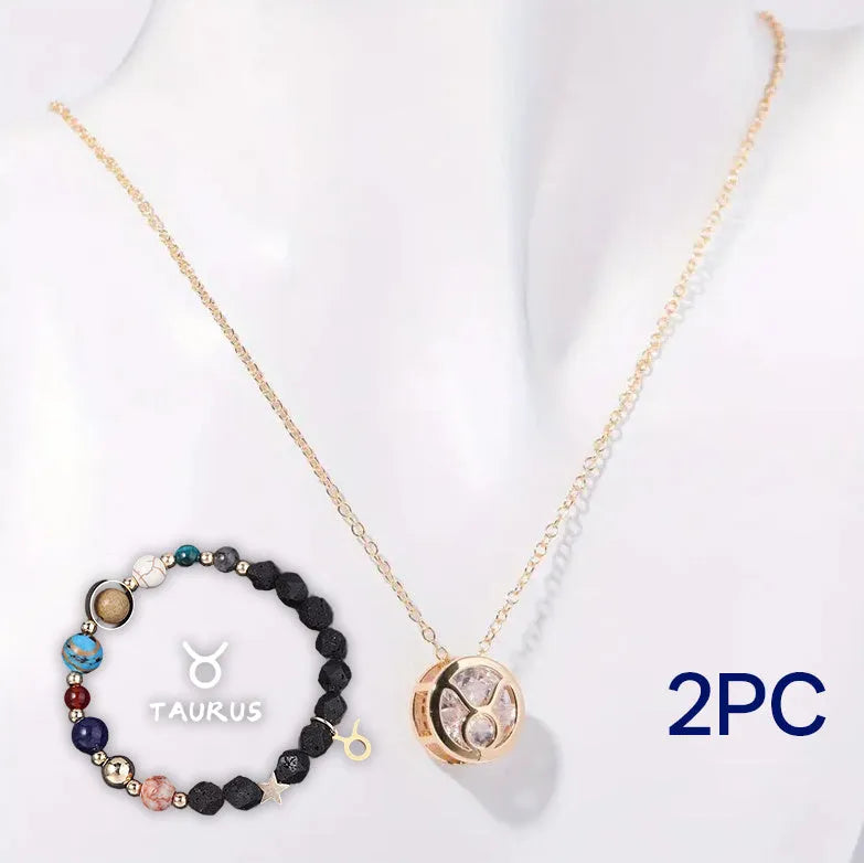 Natural stone beaded necklace and matching bracelet set in one of twelve available styles