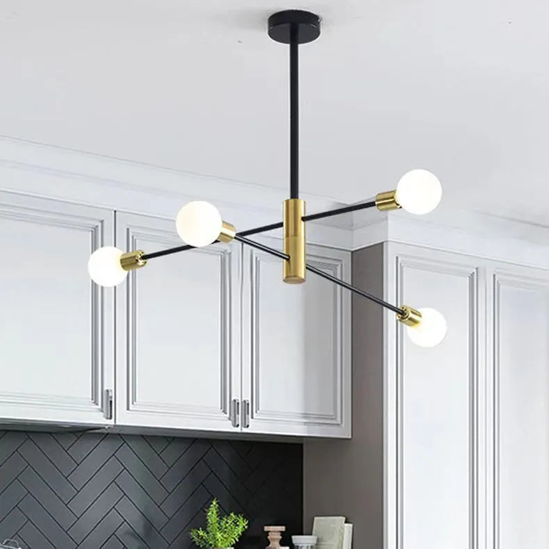 Nordic modern minimalist chandelier 65cm golden finish 6 heads ceiling light for study living room