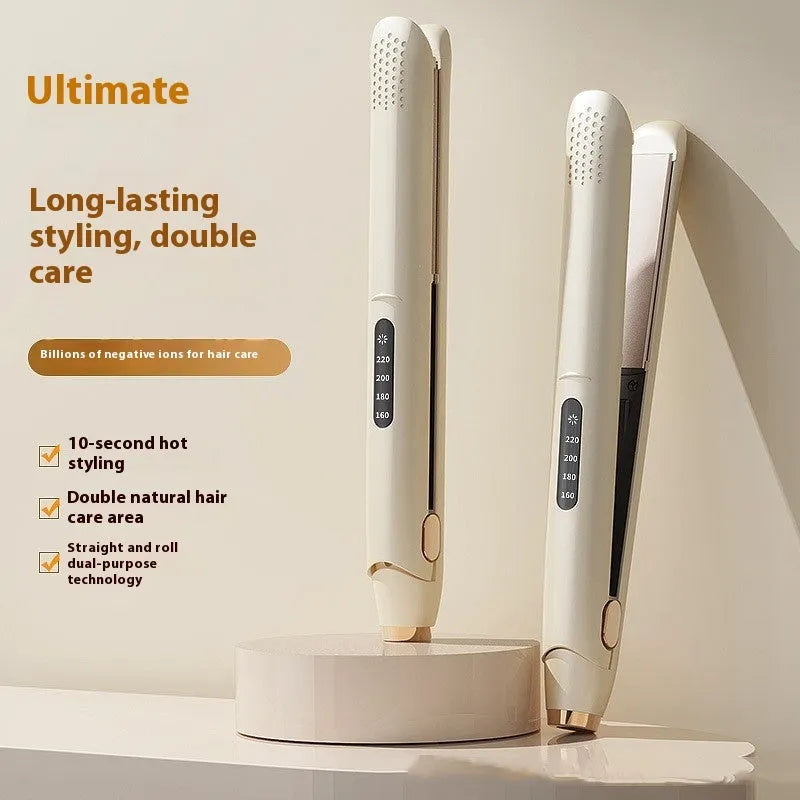 LCD screen hair straightener with temperature control in almond white, black, or green colours