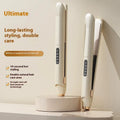 LCD screen hair straightener with temperature control in almond white, black, or green colours