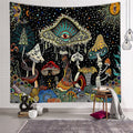 Polyester machine woven tapestry with skull mushroom geometric abstraction pattern in starry mushroom colour