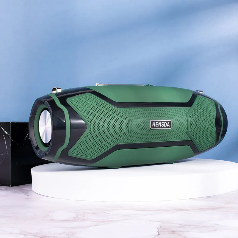 Compact Bluetooth speaker with plastic construction available in black, blue, green, grey, or red colour options