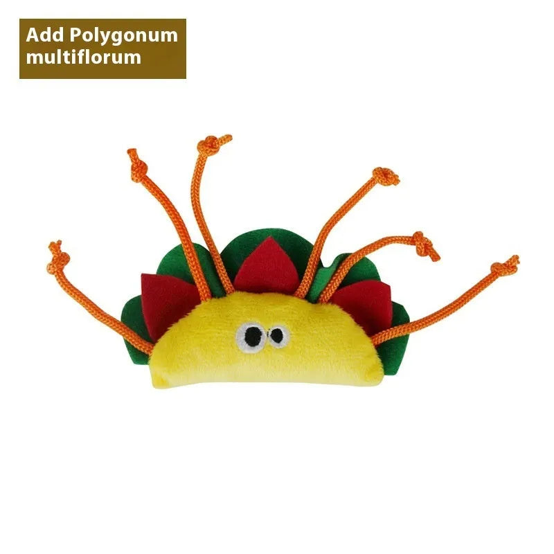 Tiantianmao polygonum multiflorum wooden cat toy with catnip plush in burrito shape