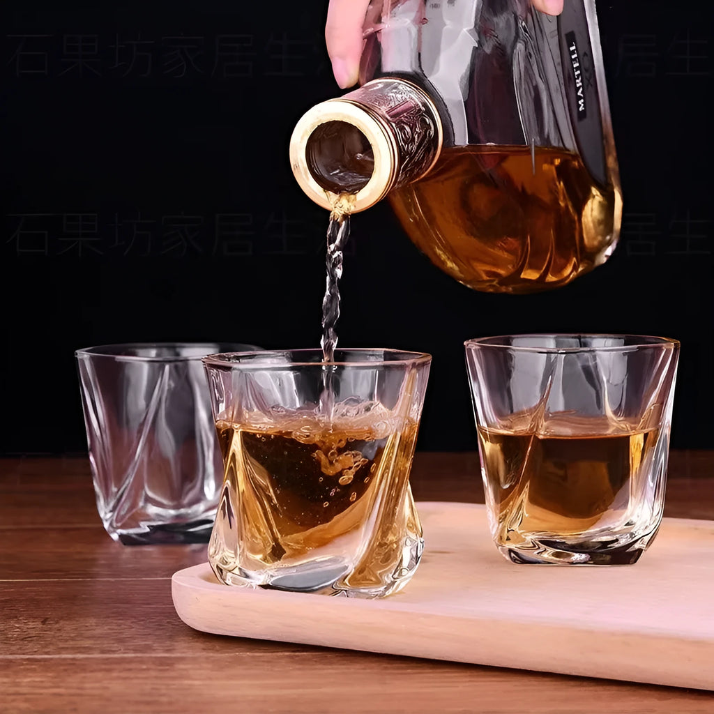 Transparent 150ml whiskey swing glass with light luxury style on table