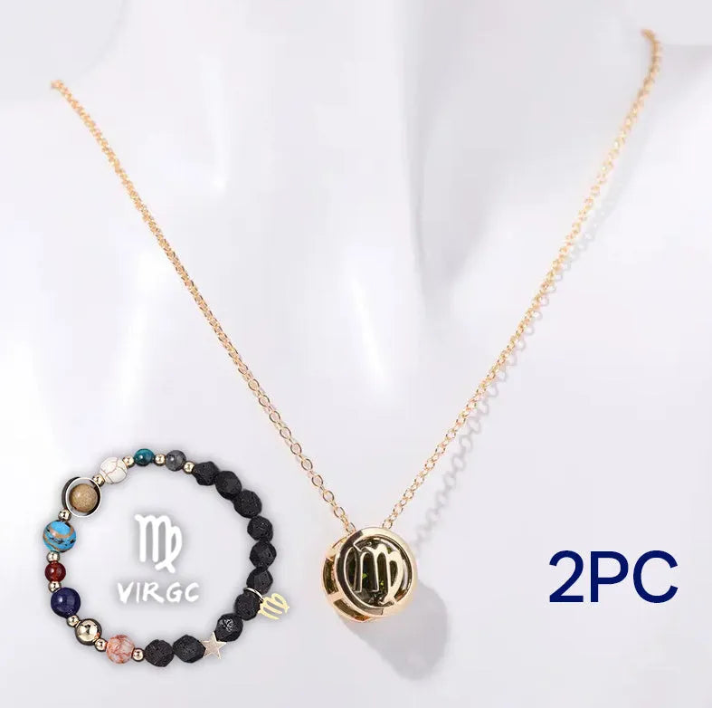 Natural stone beaded necklace and matching bracelet set in one of twelve available styles