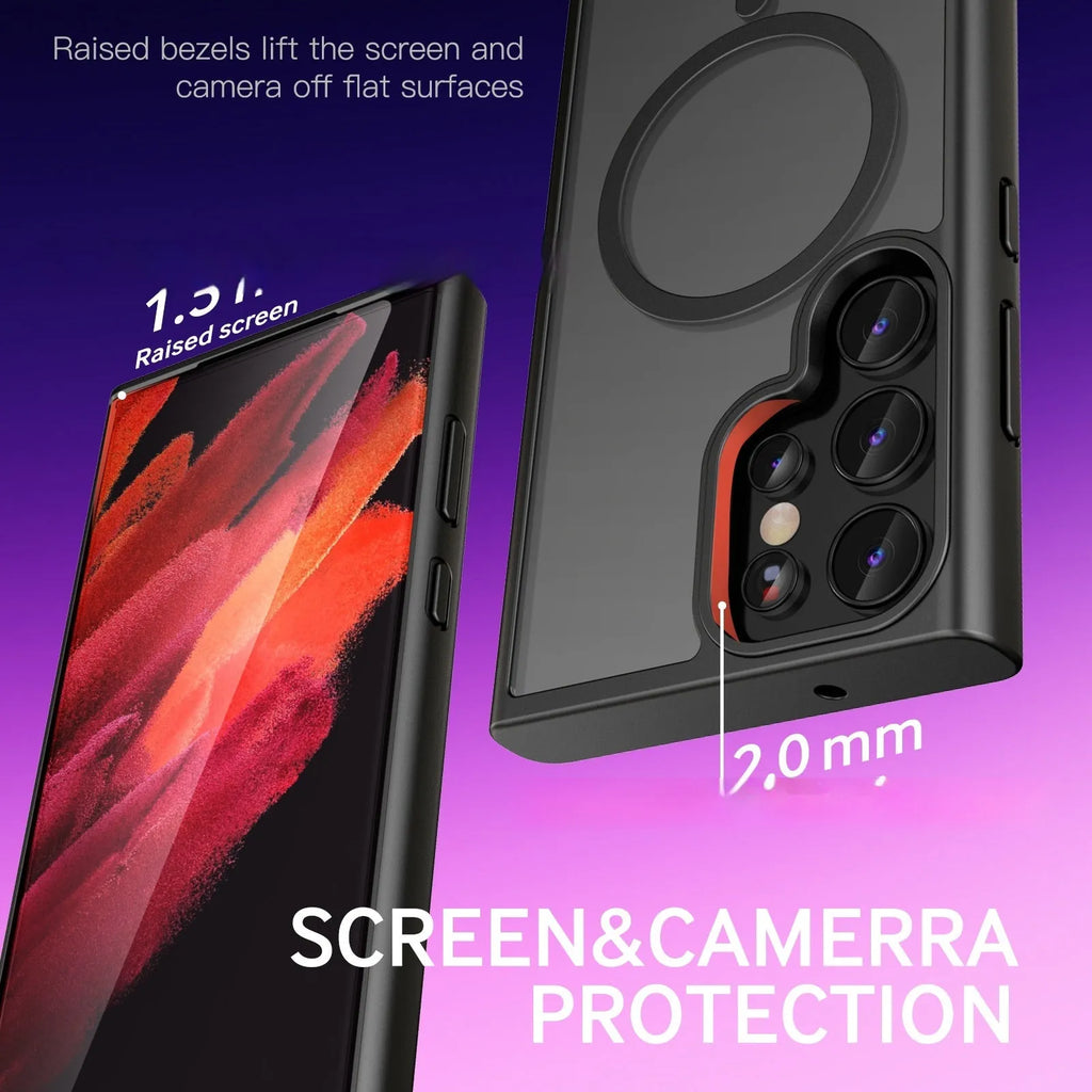 Matte magnetic TPU phone case for Samsung Galaxy S21 S22 S23 series in black colour
