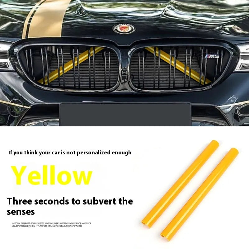 Car water tank horizontal bar middle net decorative strip in PVC with nine colour options showing pair of strips