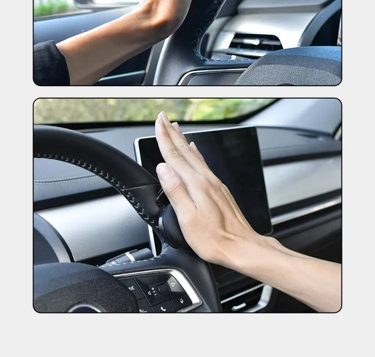 Black silicone steering wheel assist ball for single-handed driving control