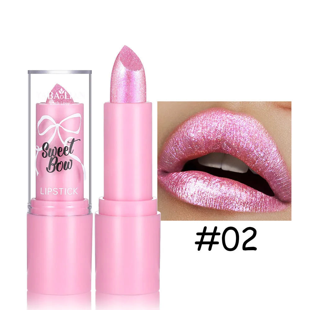 Sweetheart bow decorative diamond lipstick in Starlight Diamond series with six colour shade options