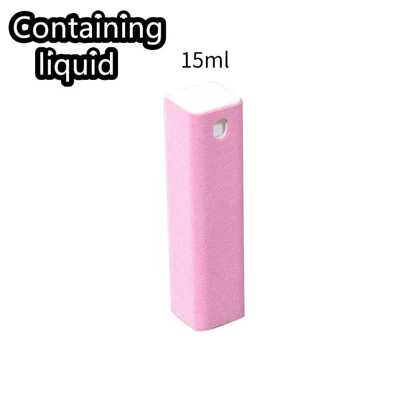 15ml phone screen cleaning spray bottle with flat protective case in multiple colour options