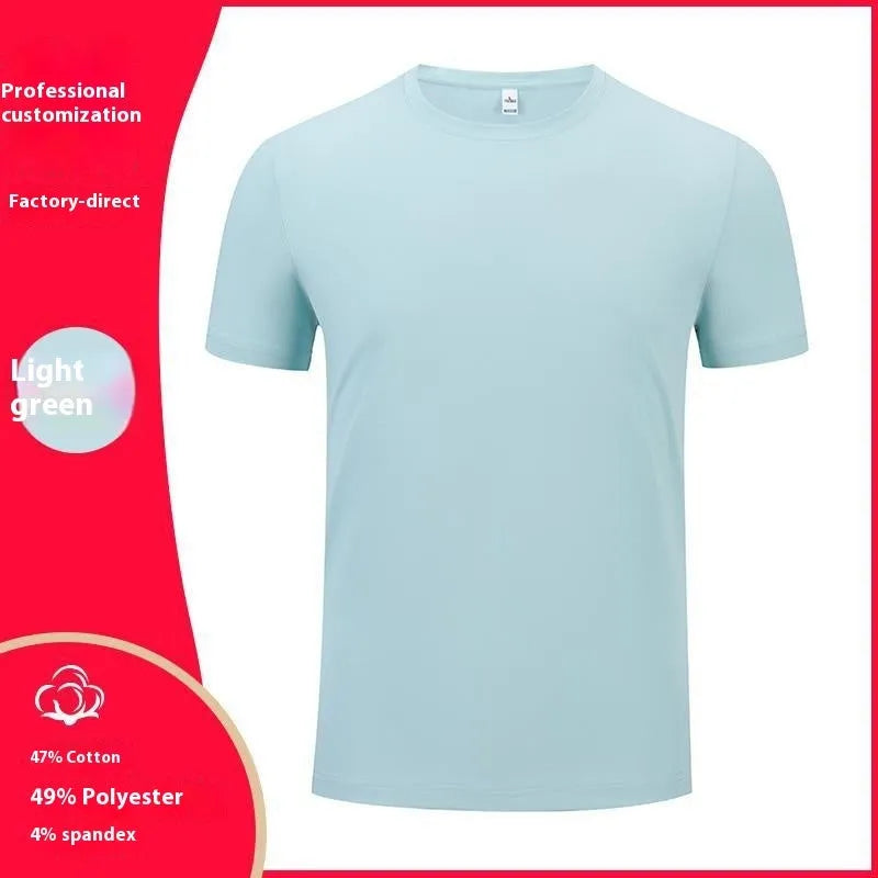 Straight cut beaded round neck t-shirt in a solid colour on a hanger