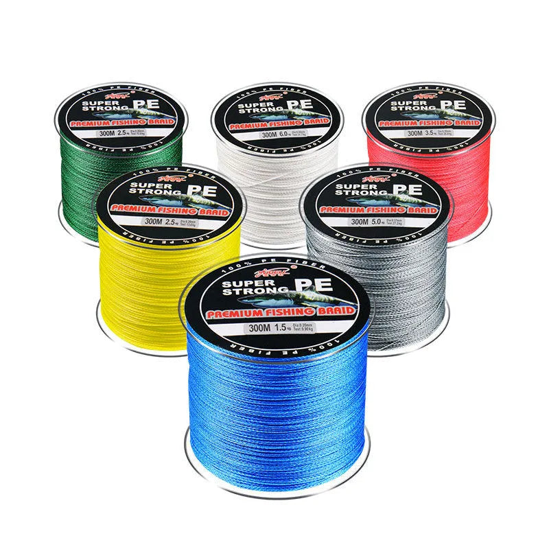 PE fishing line roll in various colours with line number selection from 0.4 to 3.5