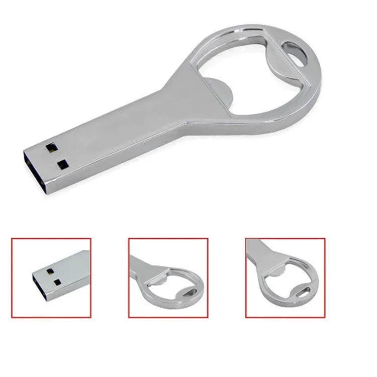 Metal key bottle opener USB flash drive with USB 2.0, available in 4GB to 128GB capacities