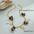 Women's stainless steel leopard pendant necklace with love heart flowers design on adjustable 41-50cm chain