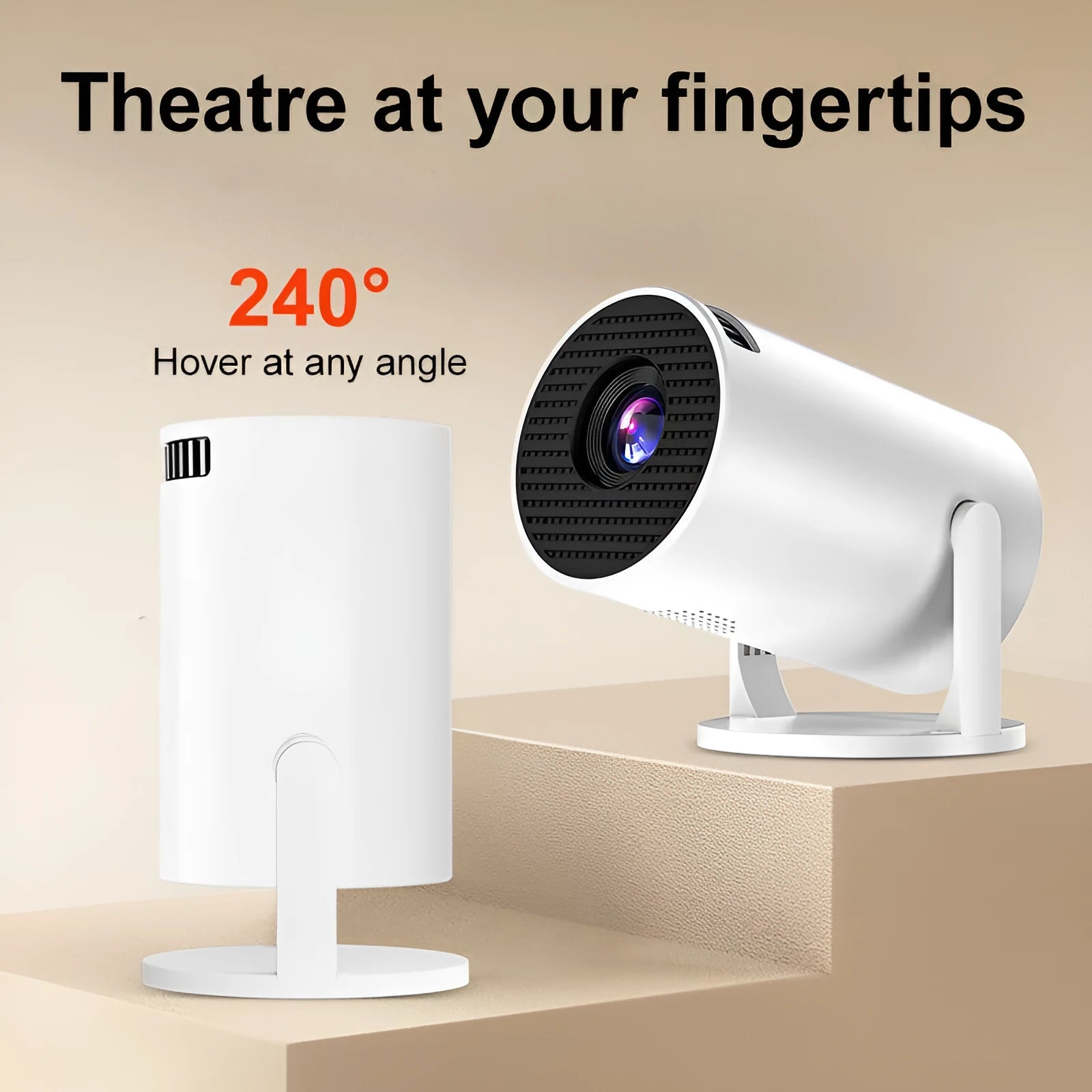 White MINI wireless portable projector for 1080p HD home cinema streaming