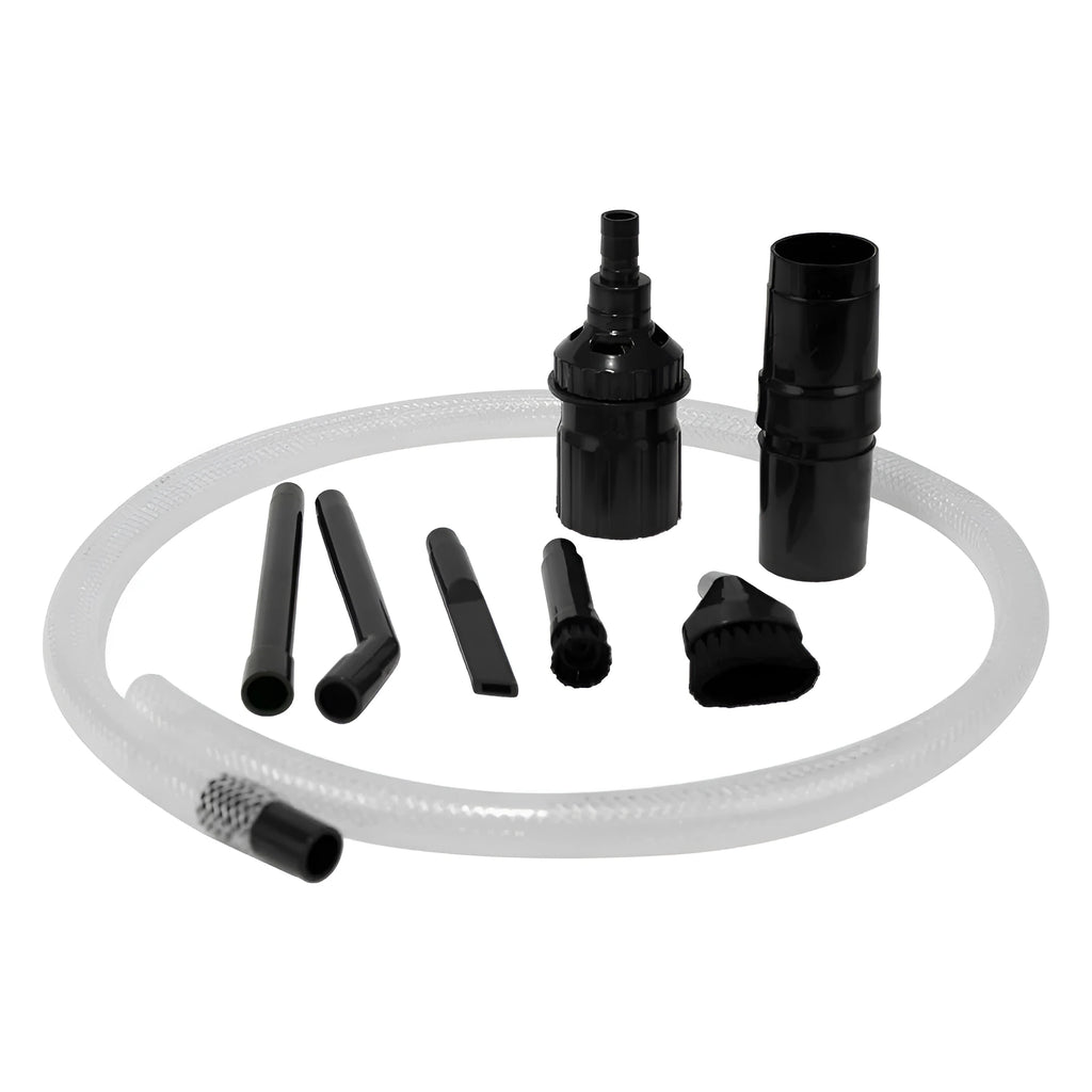 Eight-piece set of small vacuum cleaner suction heads for dust collection in compact areas.