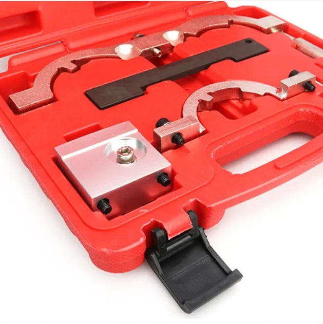 Red chrome-vanadium steel timing tool kit for Opel 1.4T Oncla LUJ engines, 7 pieces.