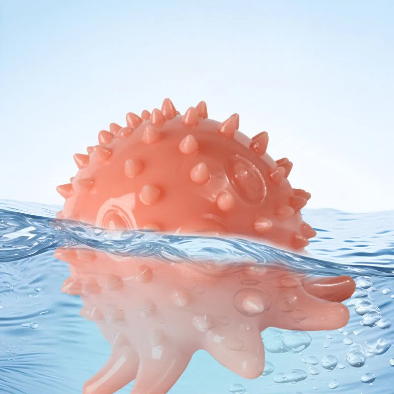 Eight-clawed octopus dog toy with TPR molar teeth in blue, green, and orange