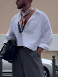 White men's casual cropped shirt with regular fit on mannequin