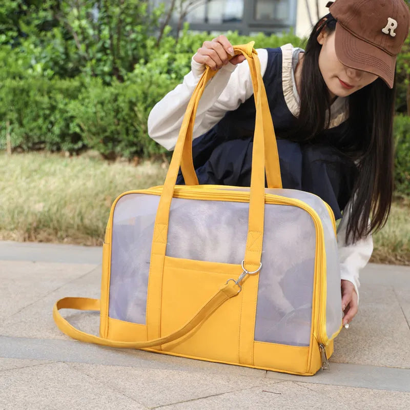 Solid colour soft cloth one-shoulder pet bag for small dogs and cats with 6.5kg capacity