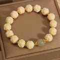 Buxus microphylla lotus beads bracelet Hetian jade women's simple floral jewellery