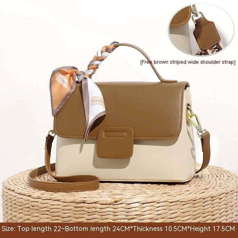 Women's soft PU crossbody bag in horizontal square shape with double shoulder straps, available in five colours