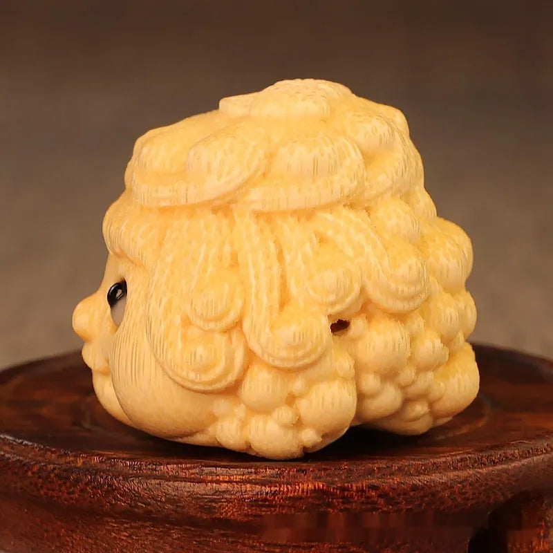 Golden toad and princess bamboo carving ornament in cute style, 5.0 scale.