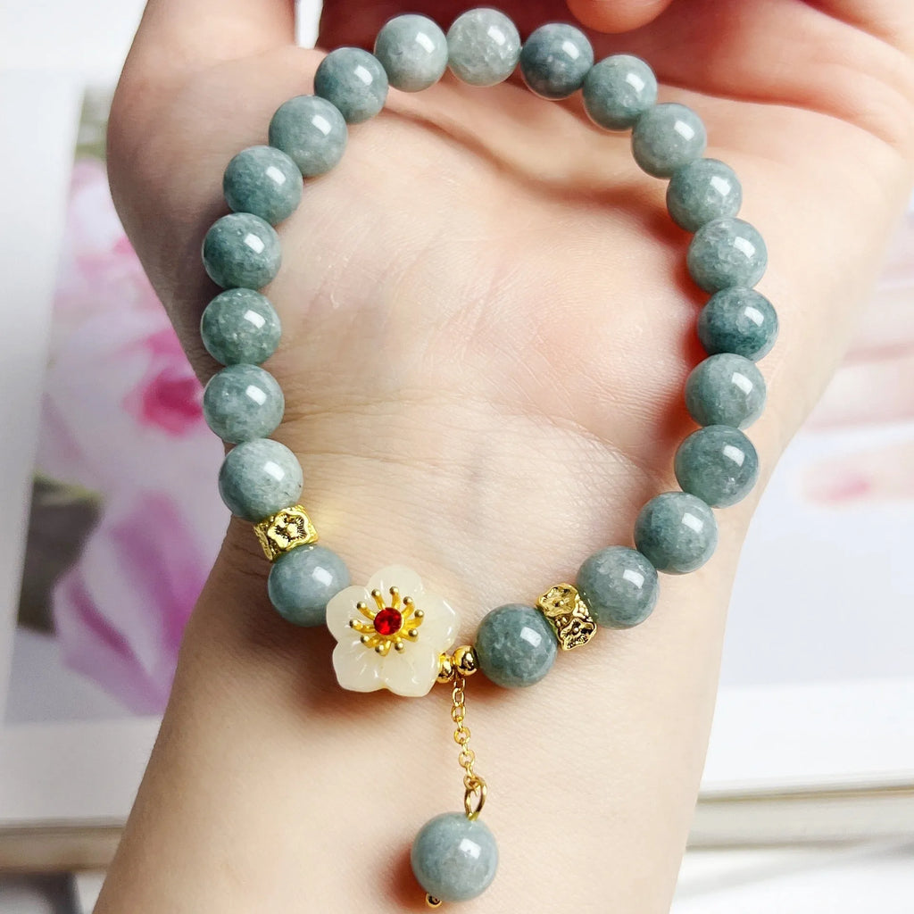 Women's adjustable jade rope bracelet with retro style and manual processing