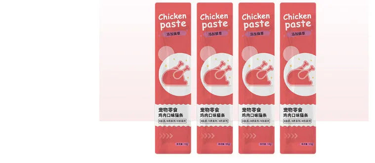 Pack of 10 cat strip snacks for kittens in four functional flavours