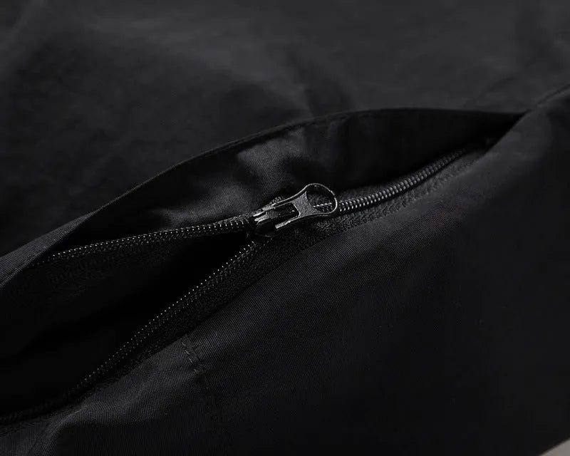 RO style cotton baggy track shorts with belt, black colour, loose fit for leisure wear