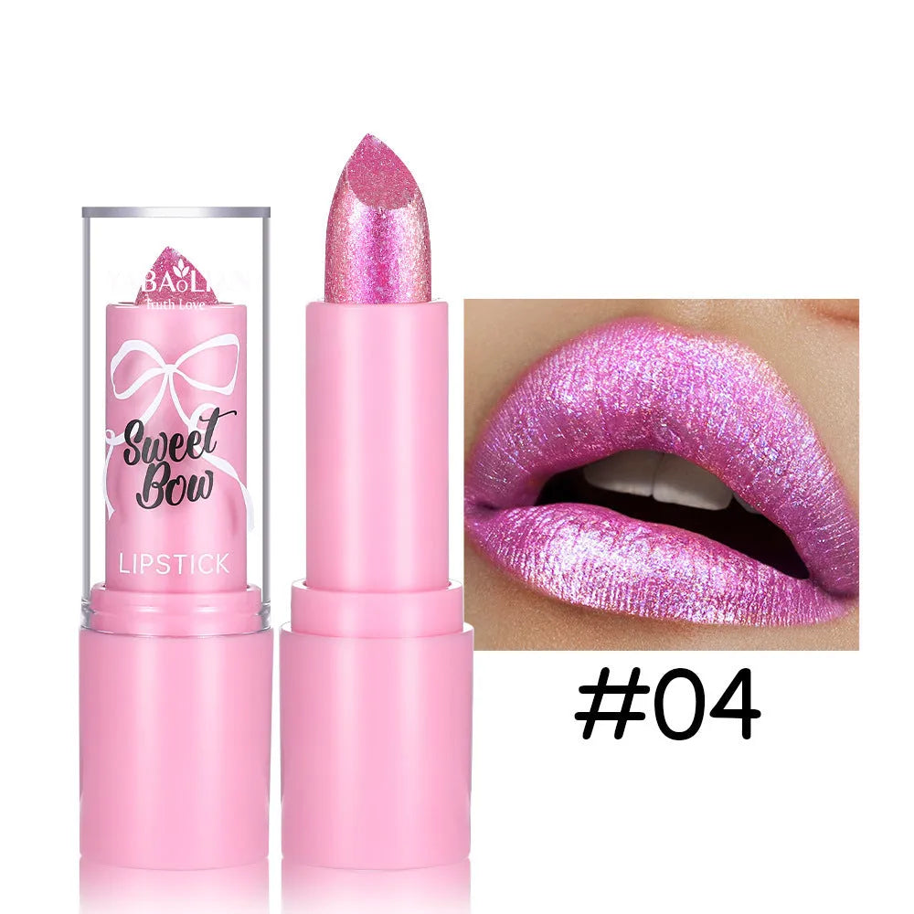 Sweetheart bow decorative diamond lipstick in Starlight Diamond series with six colour shade options